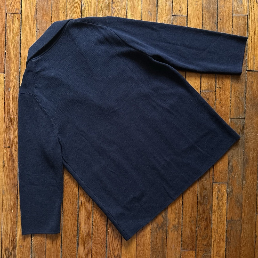 NWT Quince 100% Organic Cotton Knit Blazer Coatigan Women XL Navy Blue Open Min - Picture 8 of 10
